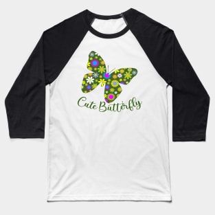 Lovely Butterflies Design - Cute Butterfly Baseball T-Shirt